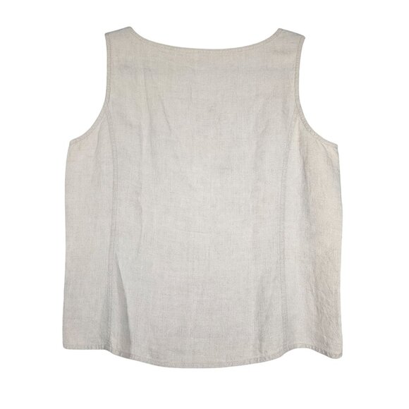 J Jill Natural Linen Women’s Tank Top Med Minimalist Capsule Resort Coastal Chic - Picture 3 of 10